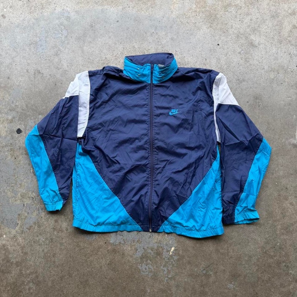 Vintage 80s Nike blue windbreaker jacket size L